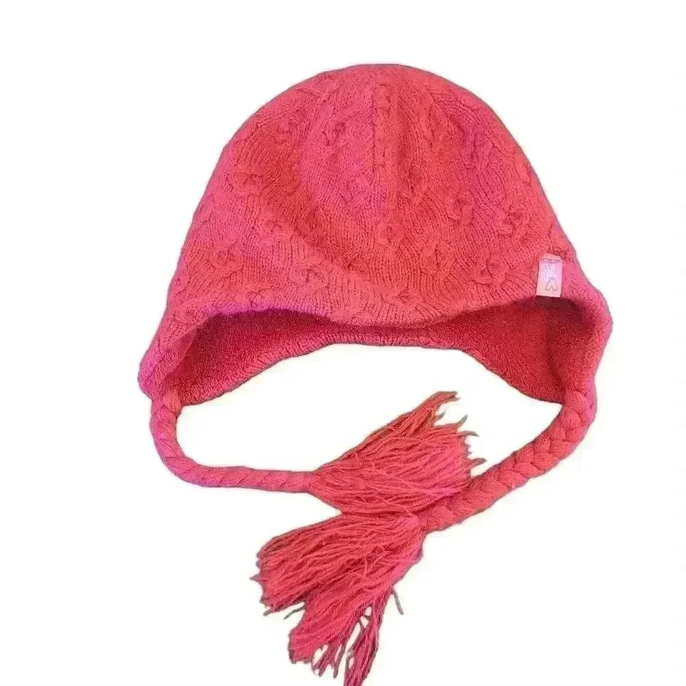 Bula Girl’s Hot Pink Acrylic Knit Peruvian Style Fleece Lined Winter Hat